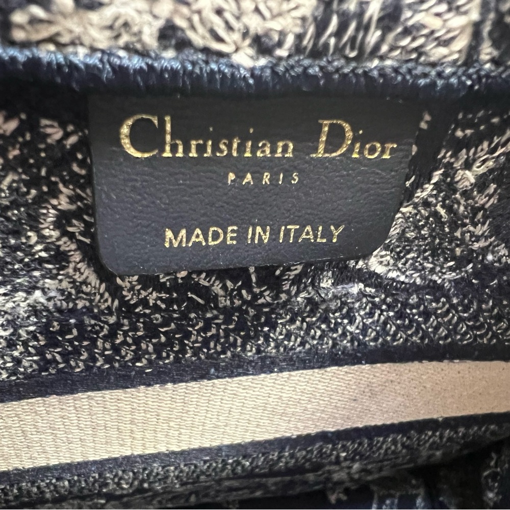 CHRISTIAN DIOR Canvas Embroidered Small Book Tote Blue - Picture 12 of 13